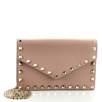 Valentino Rockstud Envelope Chain Wallet Leather