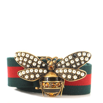 Gucci Queen Margaret Bee Belt Canvas Wide