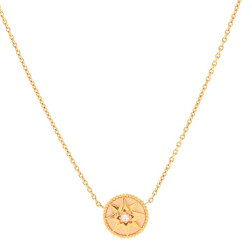 Christian Dior Rose des Vents Necklace 18K Yellow Gold with Diamond and Mother of Pearl 12mm