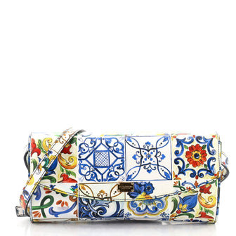 Dolce & Gabbana Convertible Flap Clutch Printed Leather Small