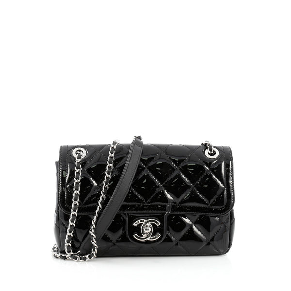 Chanel Black Patent Small Double Flap Bag