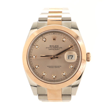 Rolex Oyster Perpetual Datejust Automatic Watch Stainless Steel and Rose Gold with Diamond Markers 41
