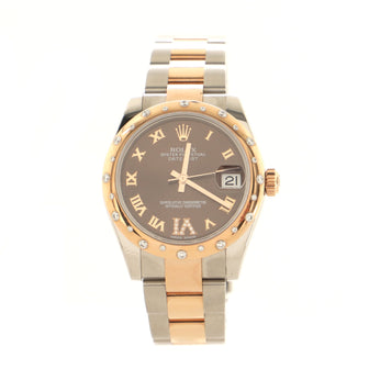 Rolex Oyster Perpetual Datejust Automatic Watch Stainless Steel and Rose Gold with Diamond Scattered Bezel and Diamond VI Numeral 31
