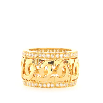 Cartier Vintage Double C de Cartier Band Ring 18K Yellow Gold with Diamonds Wide