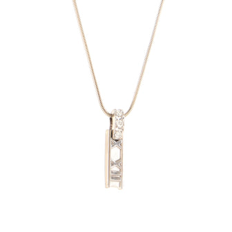 Tiffany & Co. Atlas Bar Pendant Necklace 18K White Gold with Diamonds