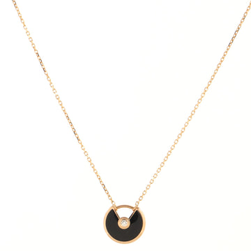 Cartier Amulette de Cartier Pendant Necklace 18K Pink Gold with Onyx and Diamond XS