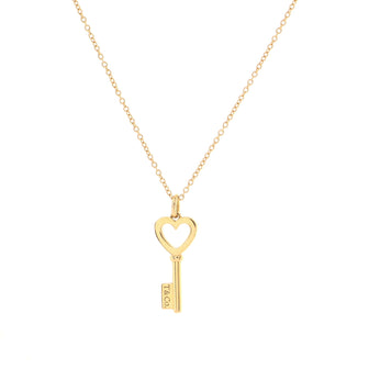 Tiffany & Co. Heart Key Pendant Necklace 18K Yellow Gold