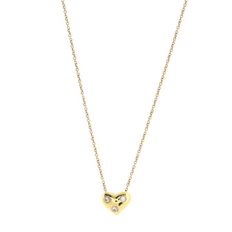 Tiffany & Co. Etoile Heart 3 Diamond Pendant Necklace 18K Yellow Gold with Platinum and Diamonds
