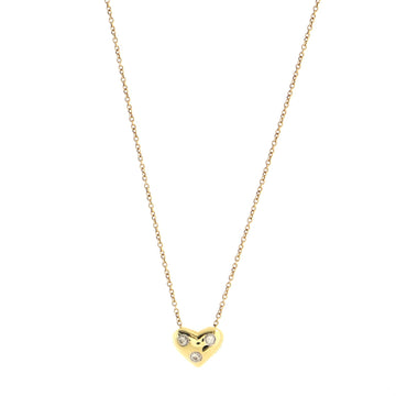 Tiffany & Co. Etoile Heart 3 Diamond Pendant Necklace 18K Yellow Gold with Platinum and Diamonds