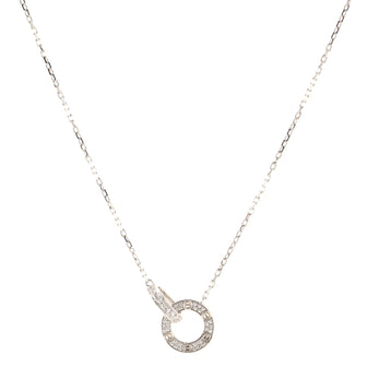 Cartier Love Interlocking Pave Necklace 18K White Gold and Diamonds