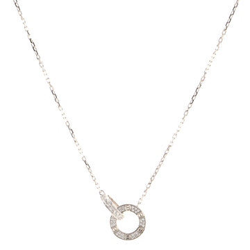 Cartier Love Interlocking Pave Necklace 18K White Gold and Diamonds