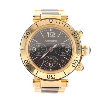 Cartier Pasha de Cartier Seatimer Chronograph Automatic Watch Yellow Gold and Rubber 42