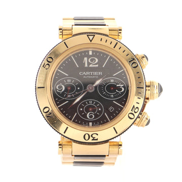 Cartier Pasha de Cartier Seatimer Chronograph Automatic Watch Yellow Gold and Rubber 42