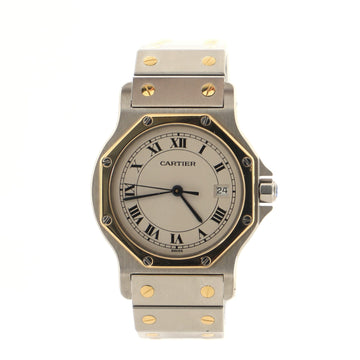 Cartier Santos Octagon Ronde Quartz Watch Stainless Steel and Yellow Gold 30