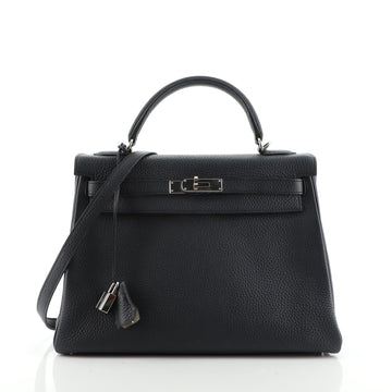 Hermes Kelly Handbag Bicolor Togo with Palladium Hardware 32