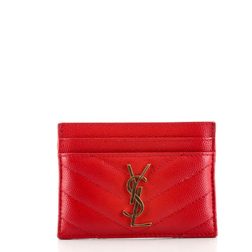 Saint Laurent Classic Monogram Card Holder Matelasse Chevron Leather
