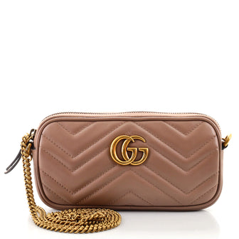 Gucci GG Marmont Chain Crossbody Bag Matelasse Leather Mini