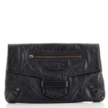 Balenciaga Classic Studs Fold Clutch Leather