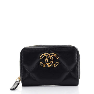 Chanel 19 Zip Coin Purse Quilted Goatskin