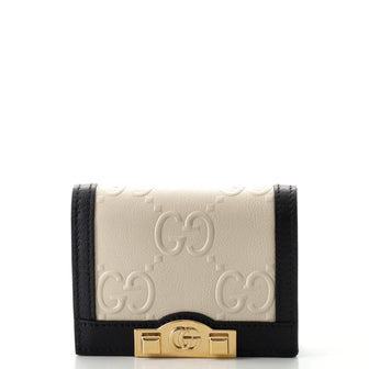 Gucci GG Flap Card Case Wallet GG Embossed Leather