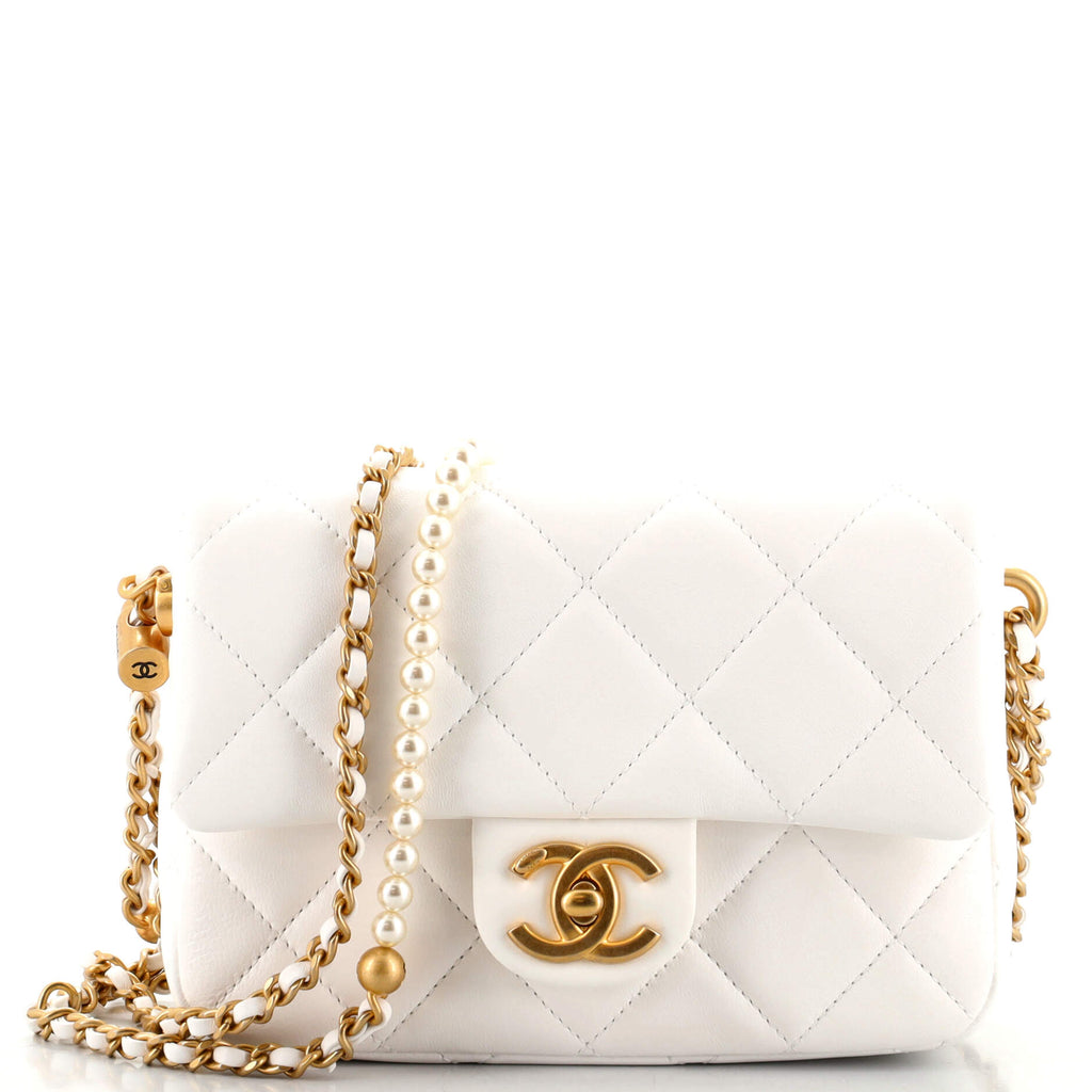 white chanel bag with pearls