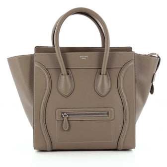 Celine Luggage Handbag Grainy Leather Mini