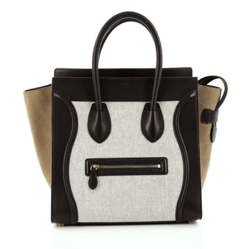 Celine Tricolor Luggage Handbag Canvas and Leather Mini