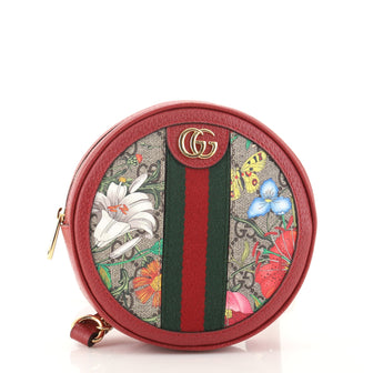 Gucci Ophidia Round Backpack Flora GG Coated Canvas Mini