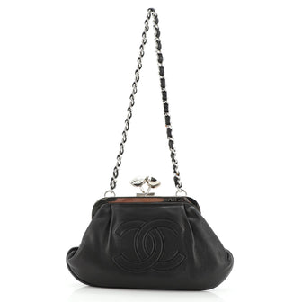 Chanel Vintage CC Chain Kisslock Frame Bag Leather Small