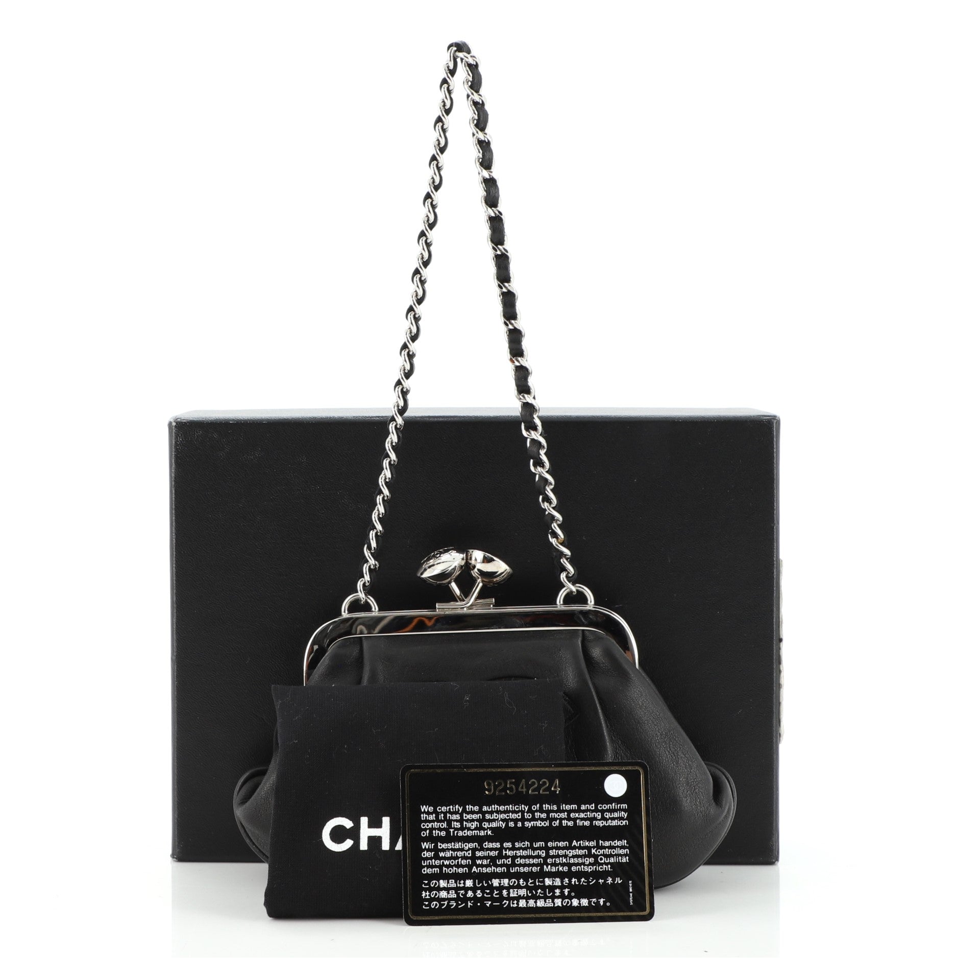 Chanel Vintage CC Chain Kisslock Frame Bag Leather Small Black 1249412