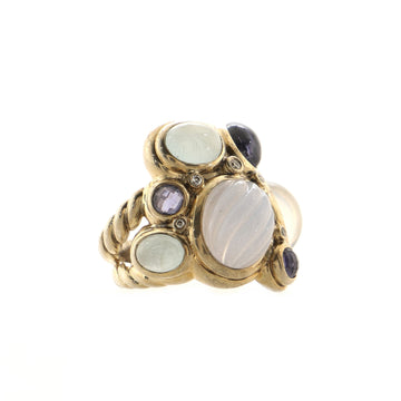 David Yurman Multistone Mosaic Ring Sterling Silver with Gemstones and Diamonds