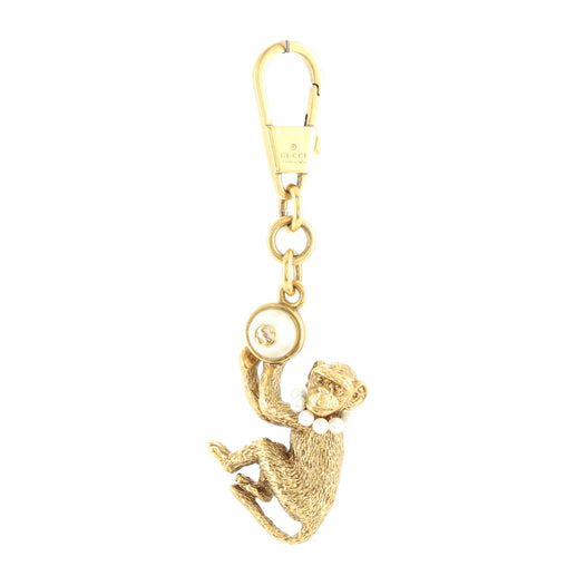 Gucci Monkey Keychain Metal with Faux Pearl 124951