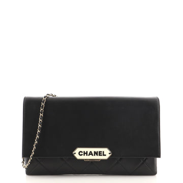 Chanel Retro Label Chain Clutch Quilted Lambskin