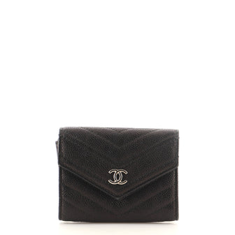 Chanel Envelope Card Case Chevron Caviar