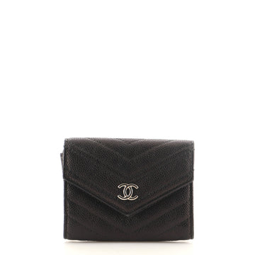 Chanel Envelope Card Case Chevron Caviar
