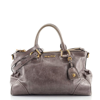 Miu Miu Double Zip Convertible Satchel Vitello Shine Medium