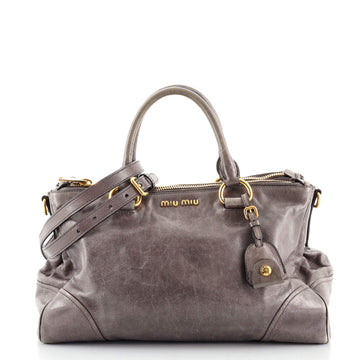 Miu Miu Double Zip Convertible Satchel Vitello Shine Medium