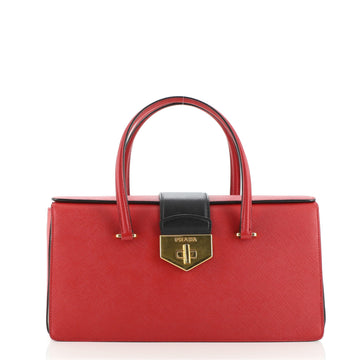 Prada Turnlock Flap Tote Saffiano Leather East West