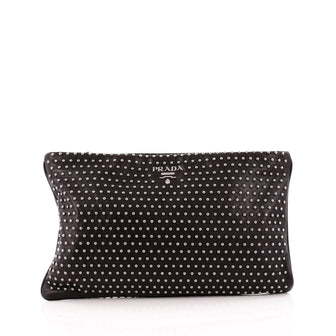 Prada Hand Strap Clutch Studded Soft Calf Large