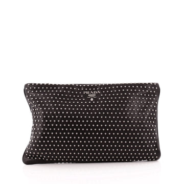Prada Hand Strap Clutch Studded Soft Calf Large