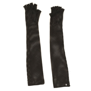 Chanel Fingerless Gloves Leather Long