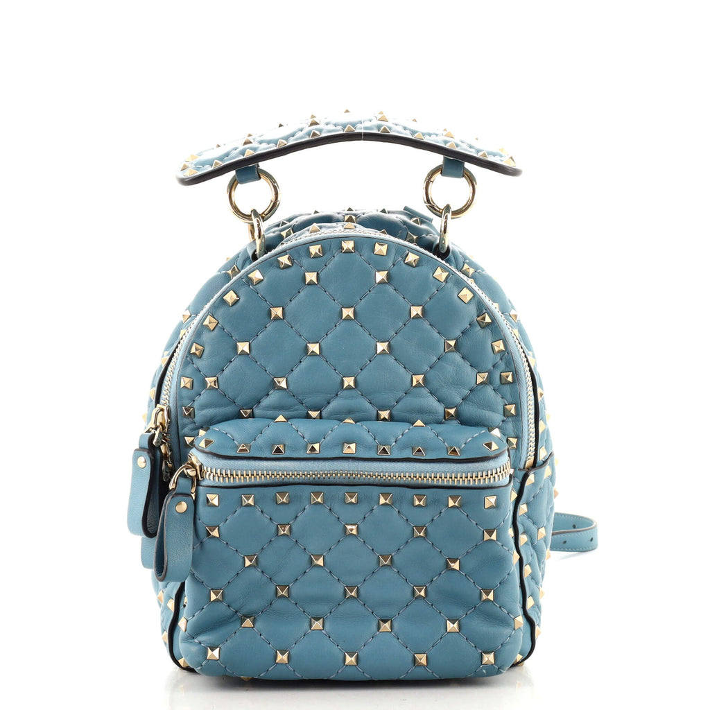 VALENTINO Rockstud leather mini backpack  Blue leather backpack, Mini  leather backpack, Blue leather bag