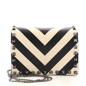 Valentino Rockstud Pouch Crossbody Bag Striped Leather Mini