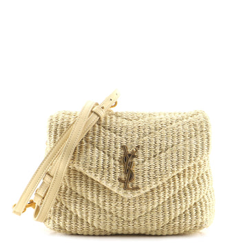 Saint Laurent LouLou Shoulder Bag Matelasse Chevron Raffia Toy
