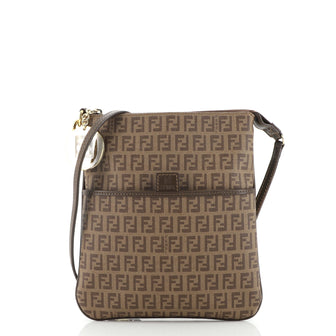 Fendi Charm Zip Crossbody Bag Zucchino Coated Canvas Small