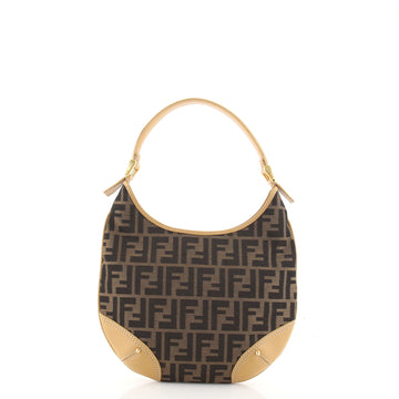 Fendi Vintage Flat Round Bag Zucca Canvas and Leather Small