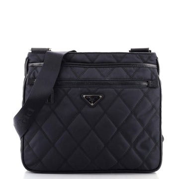 Prada Front Zip Messenger Quilted Tessuto Medium