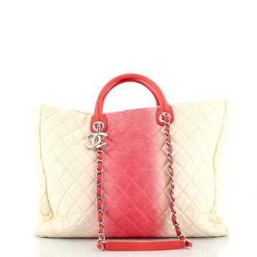 Chanel CC Charm Shopping Tote Quilted Ombre Caviar Large