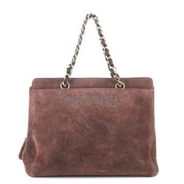 Chanel Vintage CC Logo Chain Tote Suede Medium