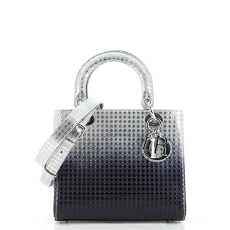 Christian Dior Lady Dior Bag Micro Cannage Ombre Metallic Calfskin Medium